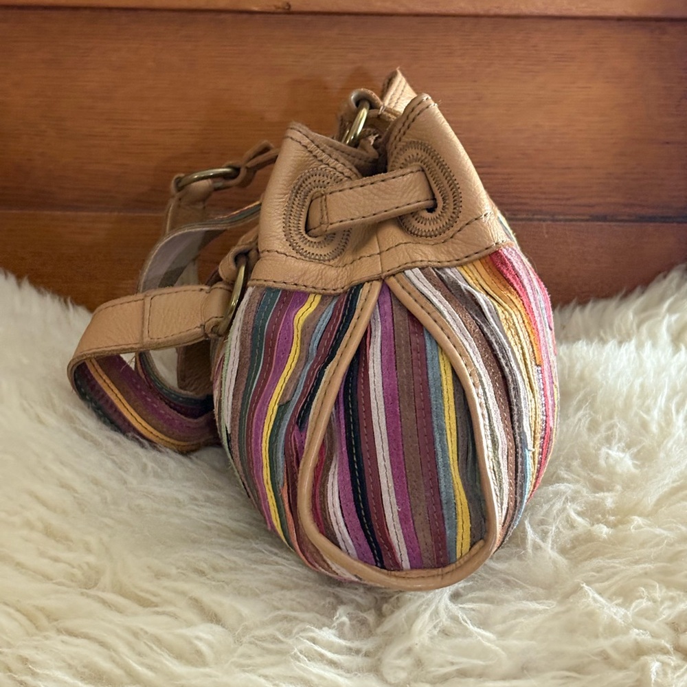 Lucky Brand Multicolor Striped Leather Shoulder Bag - Tan Trim - Picture 4 of 7